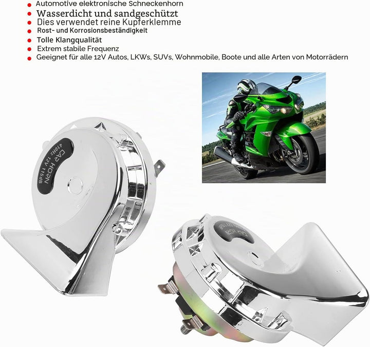 2Stück Hupe Autohupe Laut 115dB Horn Signalhorn Universal Lautes Horn Silber Hupe Autohupe Auto-Luft