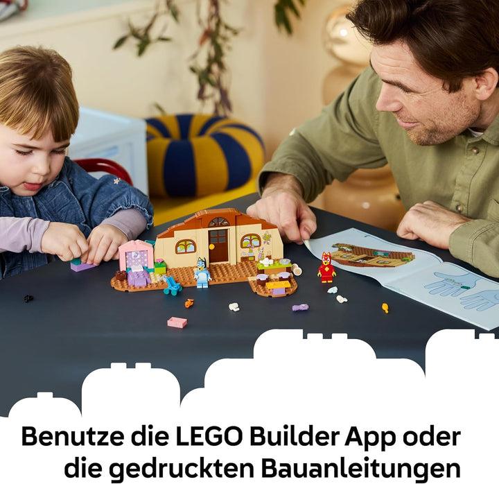 LEGO Bluey Schule mit Rusty und Bluey - Lernspielzeug mit Küche, Café, 2 Minifiguren & Spiellebensmi