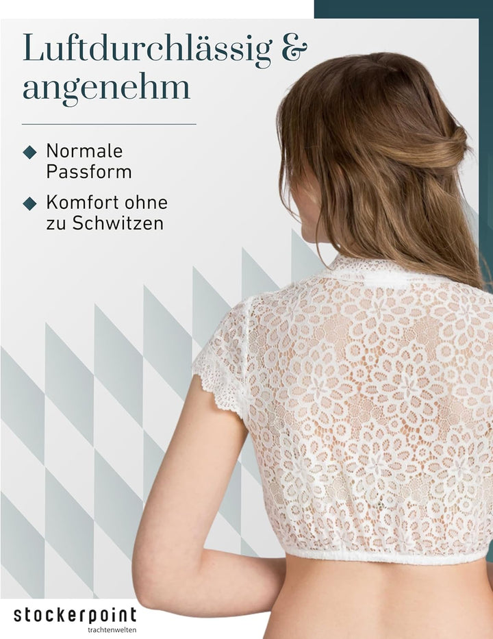 Stockerpoint Damen Bluse Kensy Trachtenbluse 34 Creme, 34 Creme