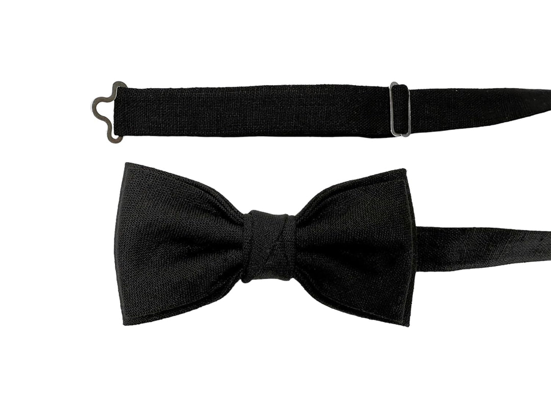 Leinen Accessoires SET: Fliege und Hosenträger Hosenträger mit Leder für Herren. Fliege Bereits gebu