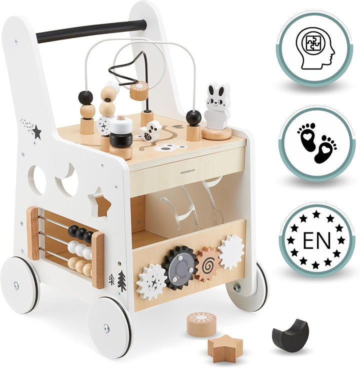 Mamabrum, Lauflernhilfe aus Holz, Lauflernwagen mit 6 in 1 Funktionen, Spielzeug für die Früherziehu
