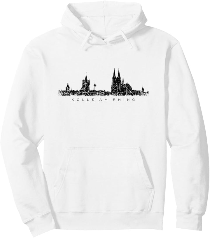 Kölner Skyline (Vintage Schwarz) "Kölle am Rhing" Pullover Hoodie
