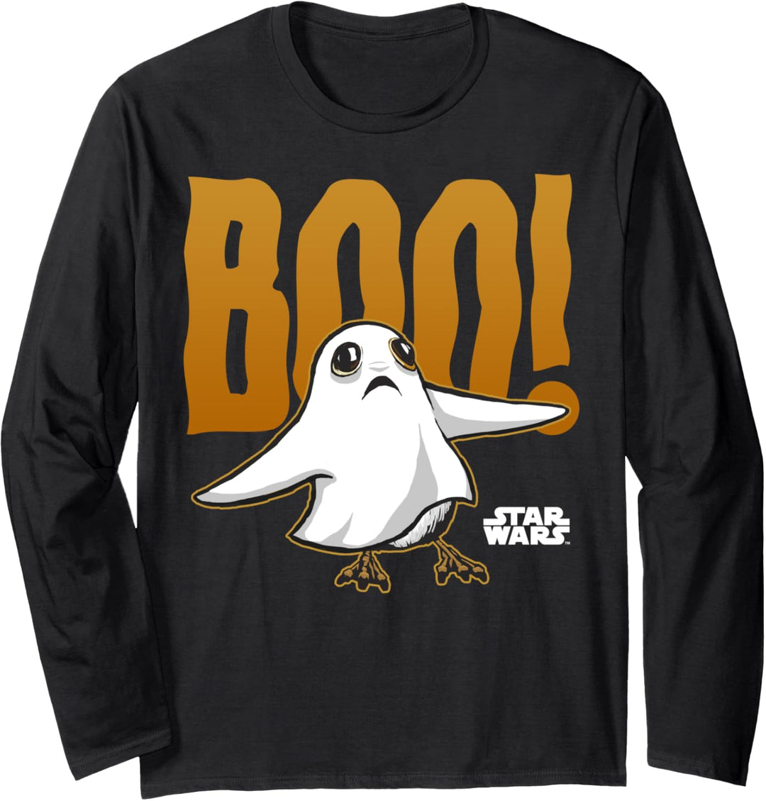 Star Wars The Last Jedi Porg As A Ghost Boo Text Langarmshirt