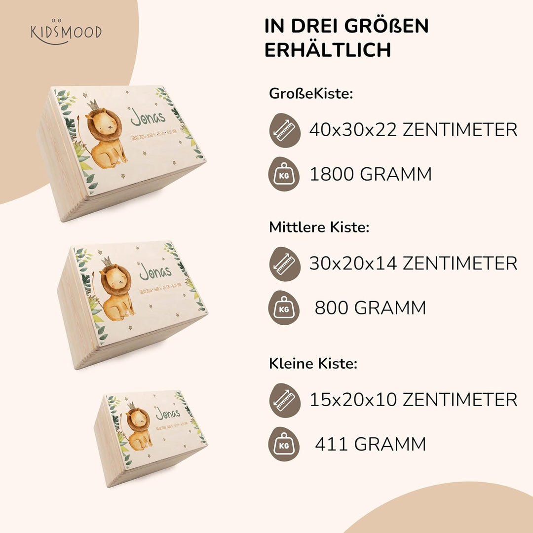KIDSMOOD - Erinnerungsbox Baby, personalisierte Holzkiste mit Deckel, Ideal zur Aufbewahrung von Eri