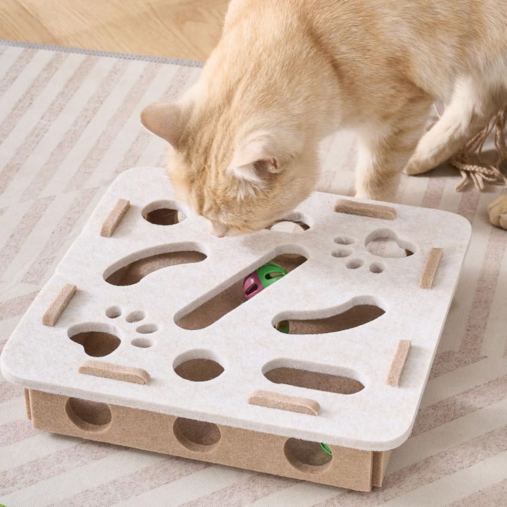 Katze interaktive Puzzle Spielzeug, Filz Labyrinth Katzenspielzeug Selbstbeschäftigung Ball mit Gloc