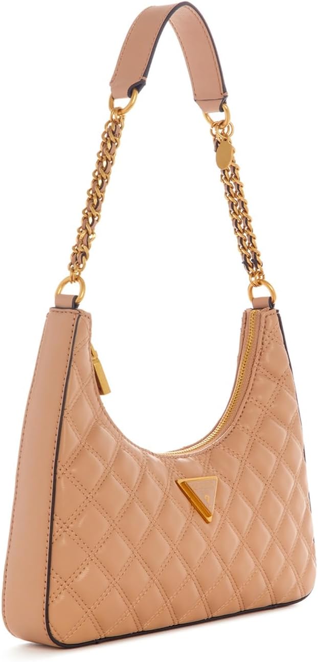 GUESS Damen Giully Top Zip Shoulder Bag Schultertasche, Reissverschluss Oben Einheitsgrösse Beige, E