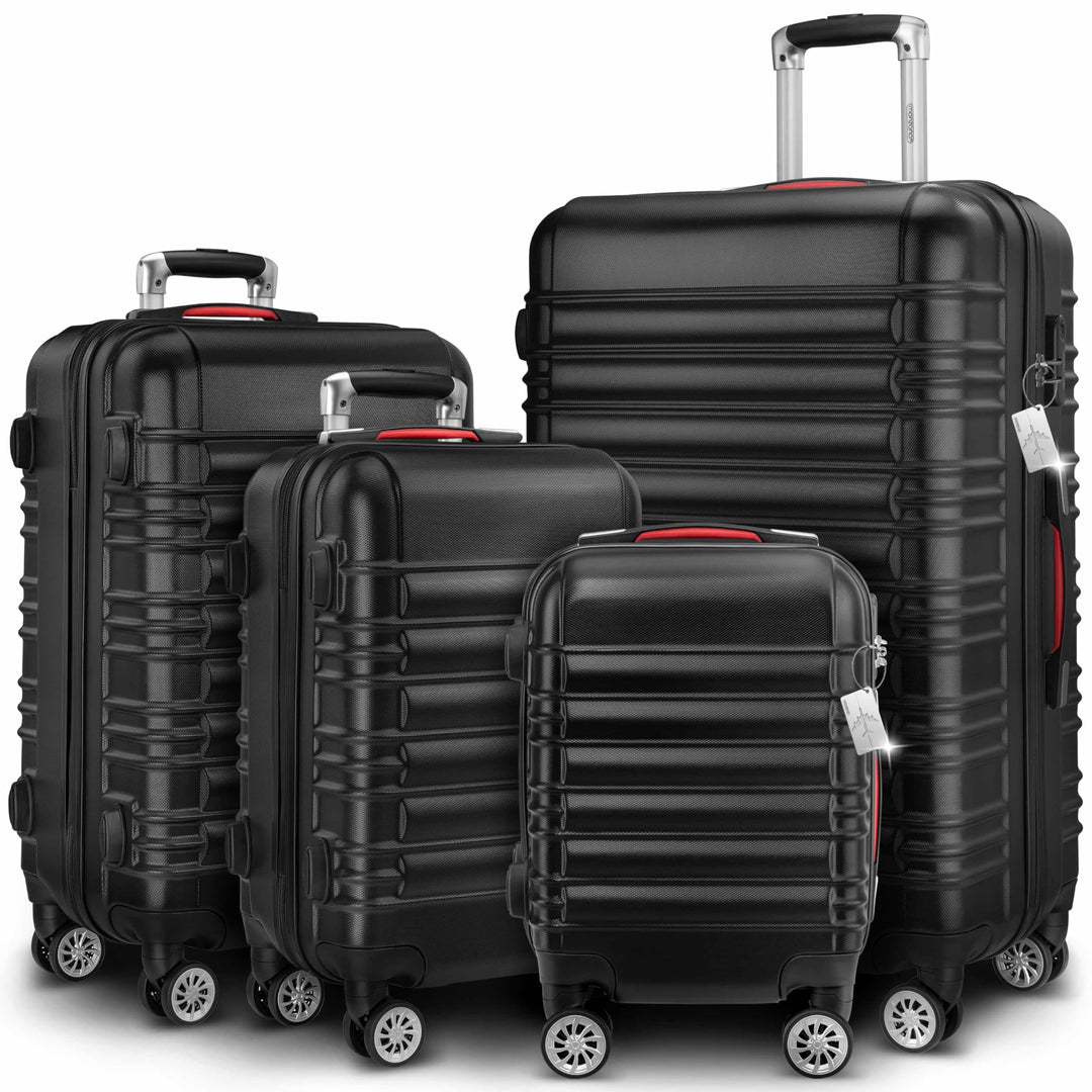 MONZANA® 4tlg Kofferset Schloss Organizer Kofferwaage Gurt Gel-Griffe Zwillingsrollen Standfüsse Tro