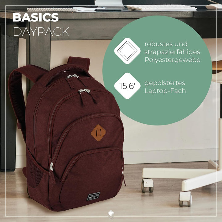 Travelite Handgepäck Rucksack, Laptop Rucksack 15,6 Zoll, BASICS, Daypack, Tagesrucksack mit vielen