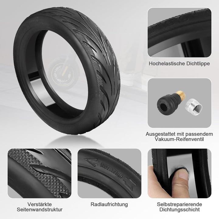 60/65-6,9 Tubeless Reifen mit Ventil für Ninebot Max G2/G2D/G2E/G65/F3/F3 Pro Hinten Scooter 10'' Er
