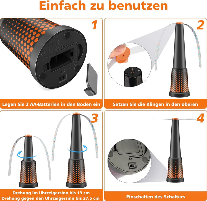 2 Stück Fliegenwedler,Einziehbar und Aufhängbar Fliegenwedler für den Tisch, Tragbarer Mückenschutz