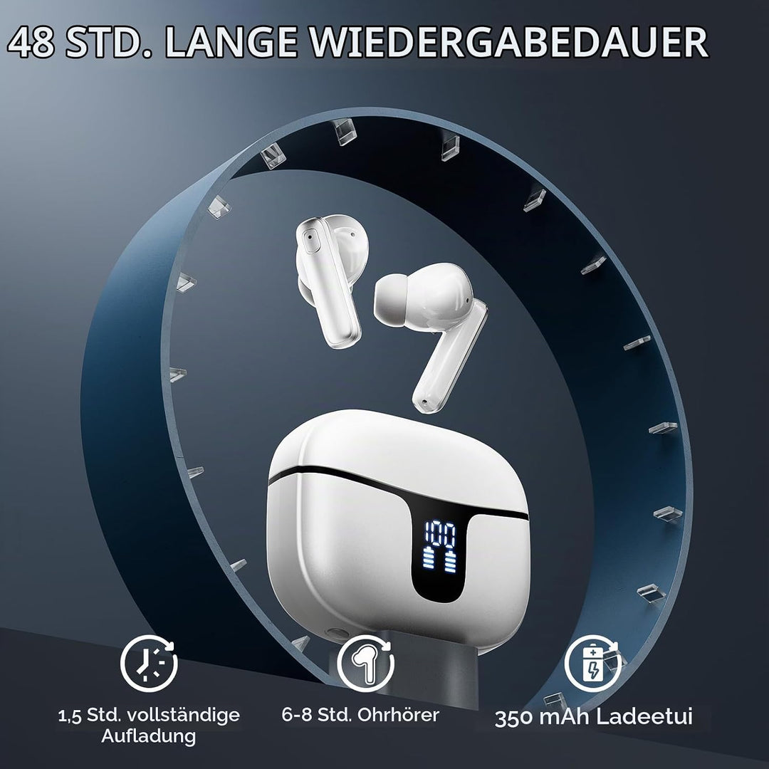 Bluetooth Kopfhörer, 2026 Stereo-Bass Kopfhörer Kabellos Bluetooth in Ear | 4 ENC Noise Cancelling M
