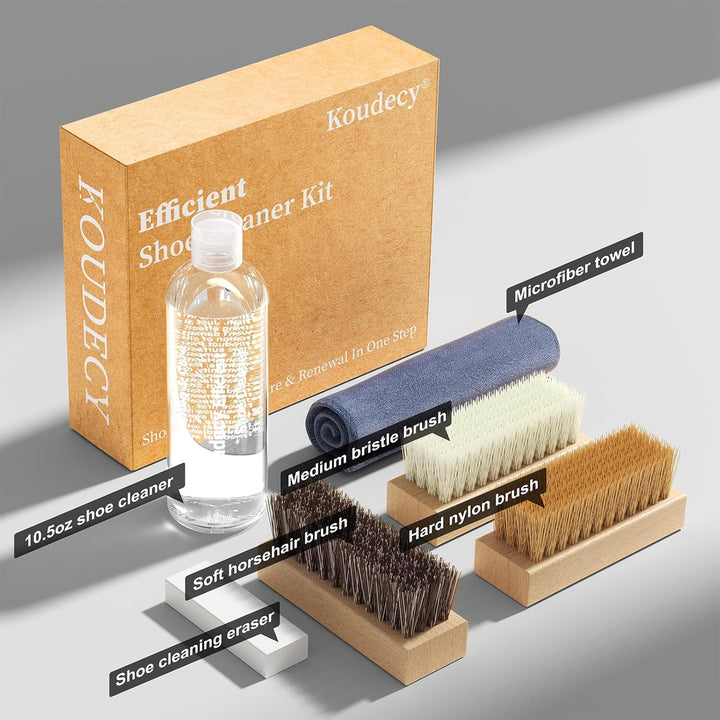 Schuhputzsets Sneaker Cleaner – 300ML Weisse Sneaker Reiniger mit 3 Schuhbürste, Radiergummi und Han