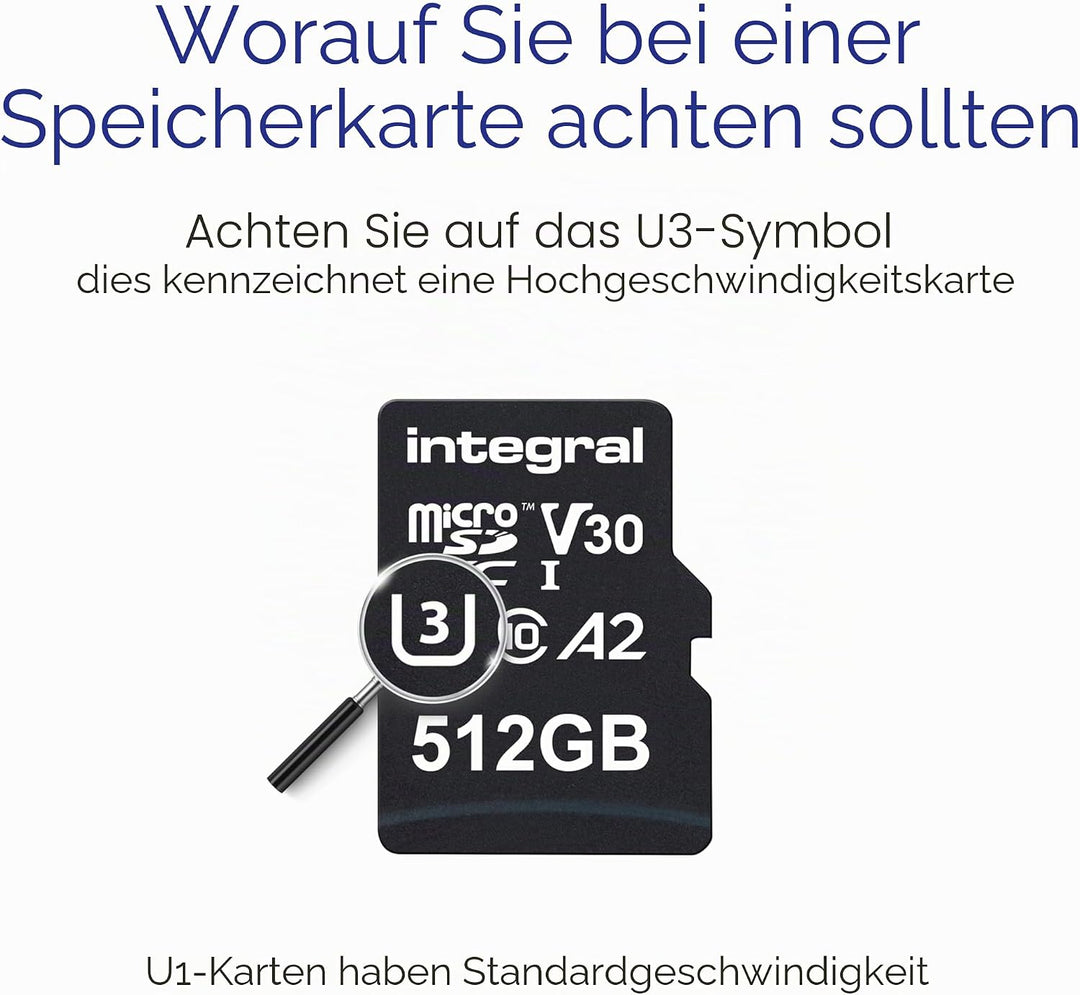 Integral 512GB Micro SD Karte 4K Video Premium High Speed Speicherkarte SDXC bis zu 100MB/s Lesegesc