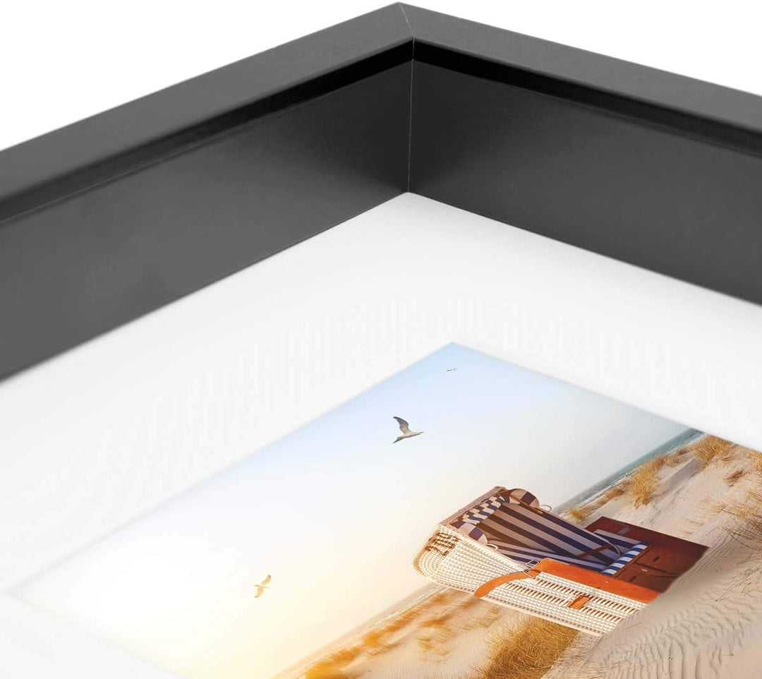 3D-Bilderrahmen zum Befüllen A4 21x30 cm, Schwarz, Bilderrahmen extra tief mit Passepartout, 2er Set