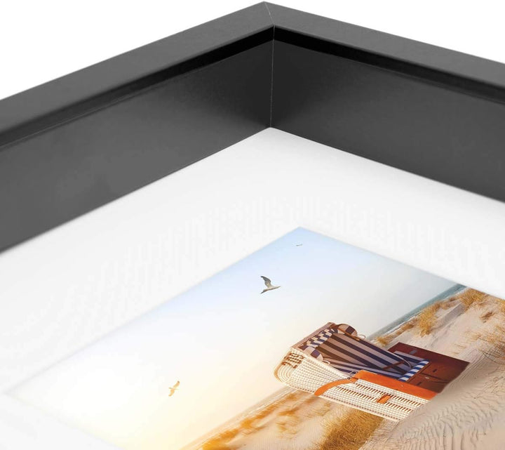 3D-Bilderrahmen zum Befüllen A4 21x30 cm, Schwarz, Bilderrahmen extra tief mit Passepartout, 2er Set