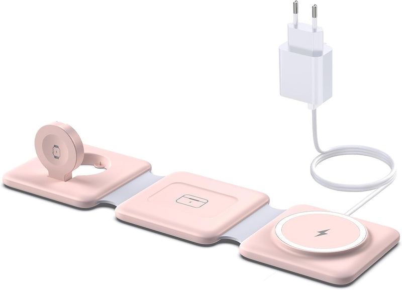 3 in1 Mag-Safe Ladestation Für Apple Watch und iPhone: Faltbare Travel Charging Station Kompatibel m