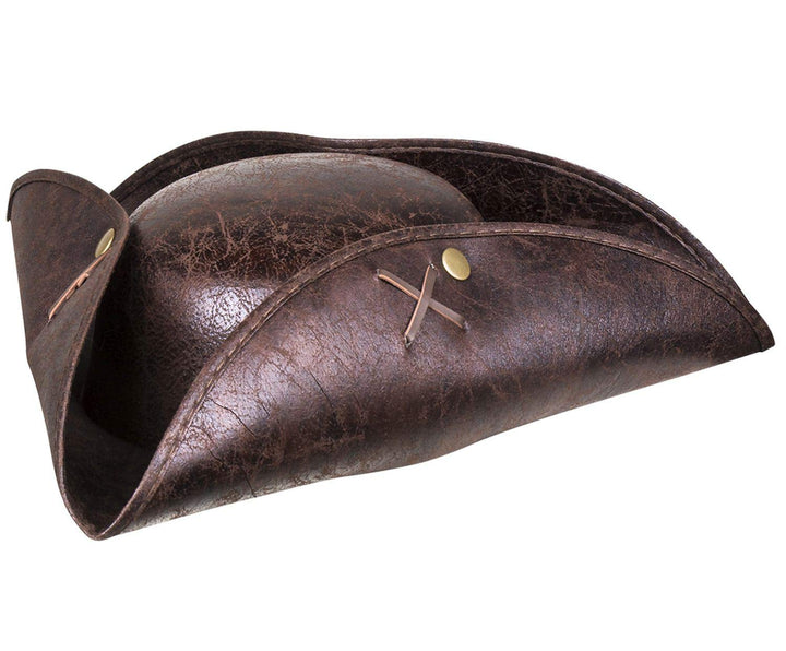 Boland 81940 - Hut Piratin Valerie, Lederoptik, Braun, Pirat, Seeräuber, Dreispitz, Kostüm, Karneval