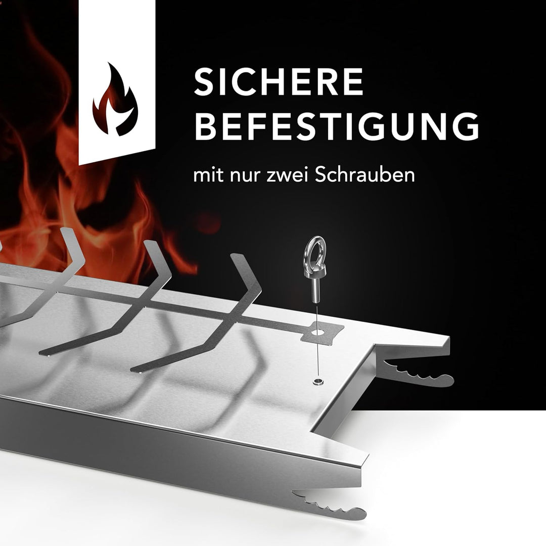 Flammlachsbrett Edelstahl 59,5cm | Extra langer Flammlachshalter passend für Feuerschalen und Grills