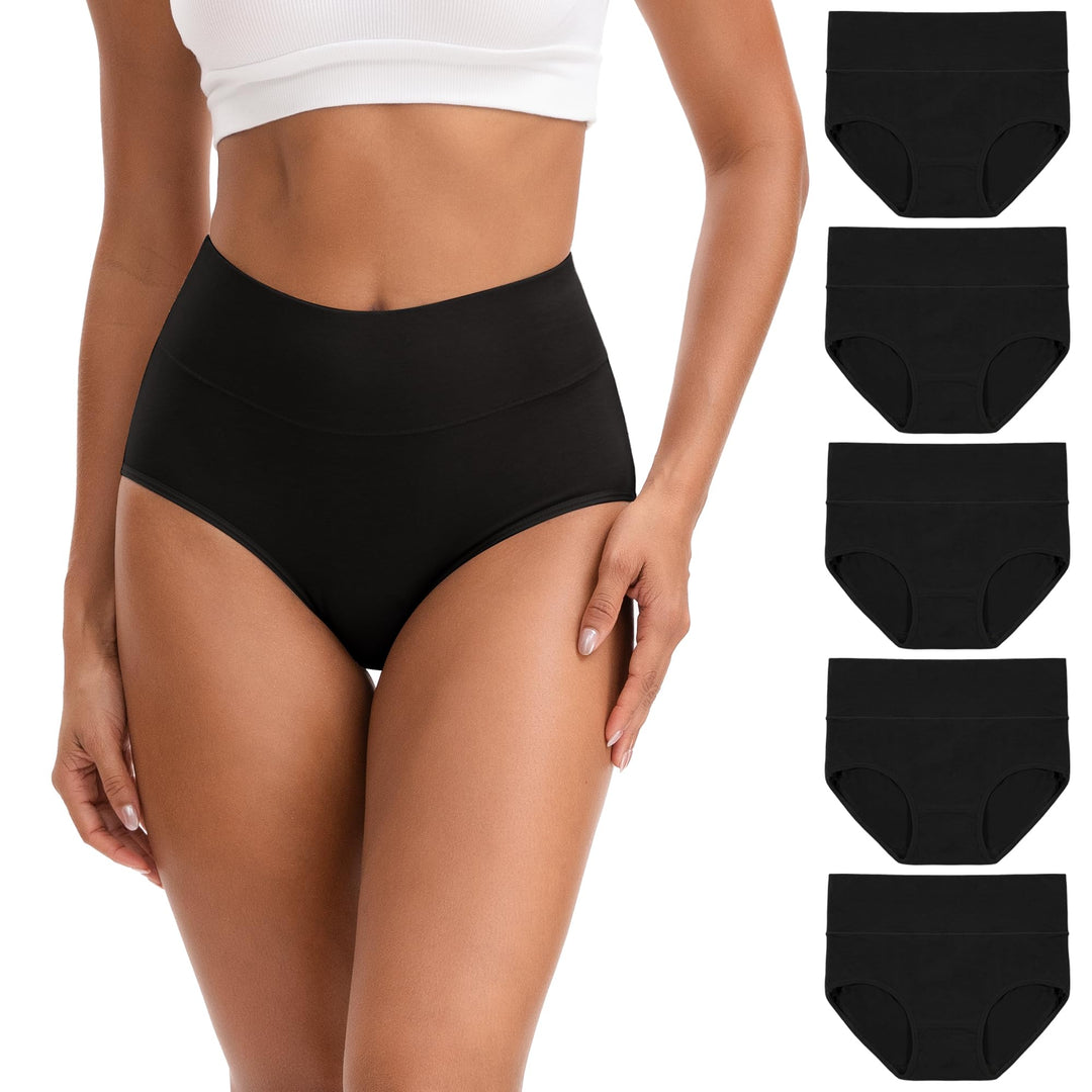 INNERSY Unterhosen Damen Baumwolle Stretch Slips Hohe Taille Weiche Unterwäsche Frauen 5er Pack XS S
