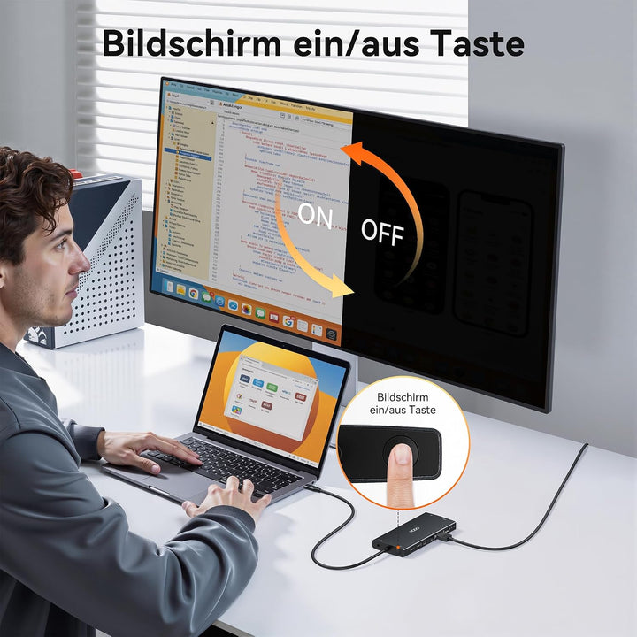 HODO Dockingstation Laptop 2 Monitore, Docking Station Triple Display | 15 in 1 USB C Hub, 2HDMI, 8K