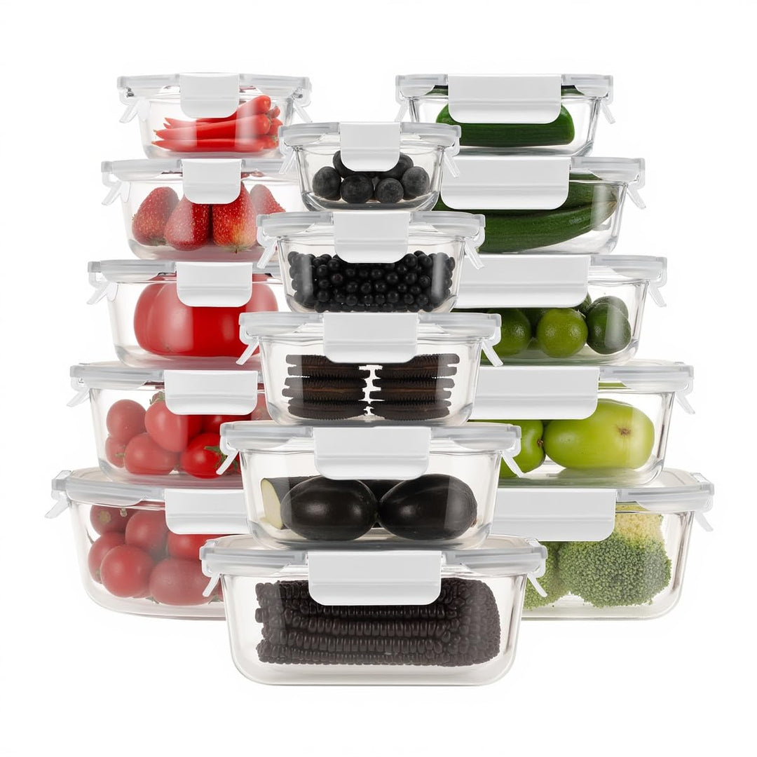 Fenger Meal Prep Boxen Glas, Glasdosen mit Deckel Set, Frischhaltedosen Glas mit Auslaufsicherer Ver