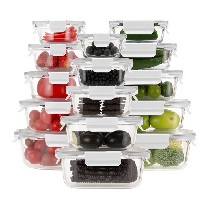 Fenger Meal Prep Boxen Glas, Glasdosen mit Deckel Set, Frischhaltedosen Glas mit Auslaufsicherer Ver