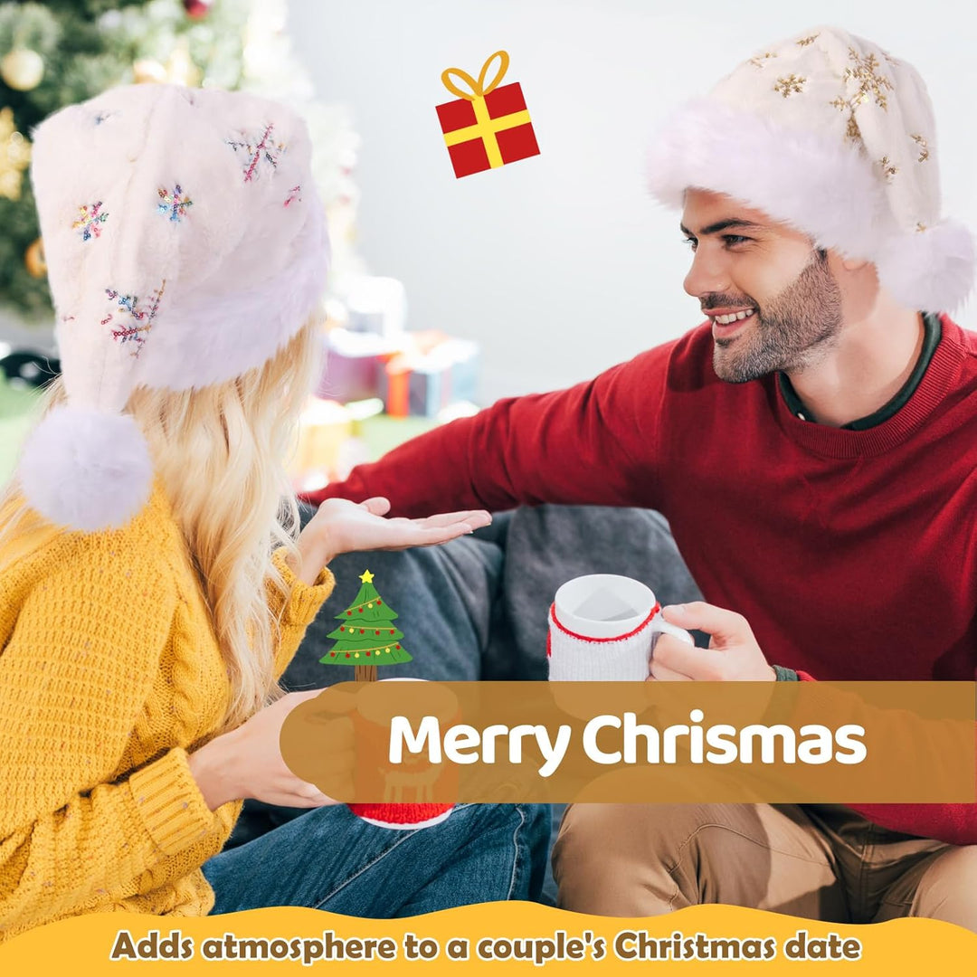 Weihnachtsmütze für Erwachsene, Plüsche Nikolausmütze für Damen und Herren, Warm and Dicker Weihnach