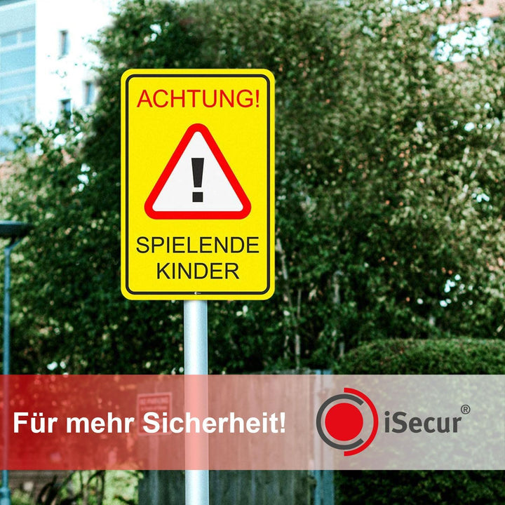 XXL Warnschild I Achtung Spielende-Kinder I Aluverbund-Schild I 40 x 60 cm gross I 3 mm Stark I mit