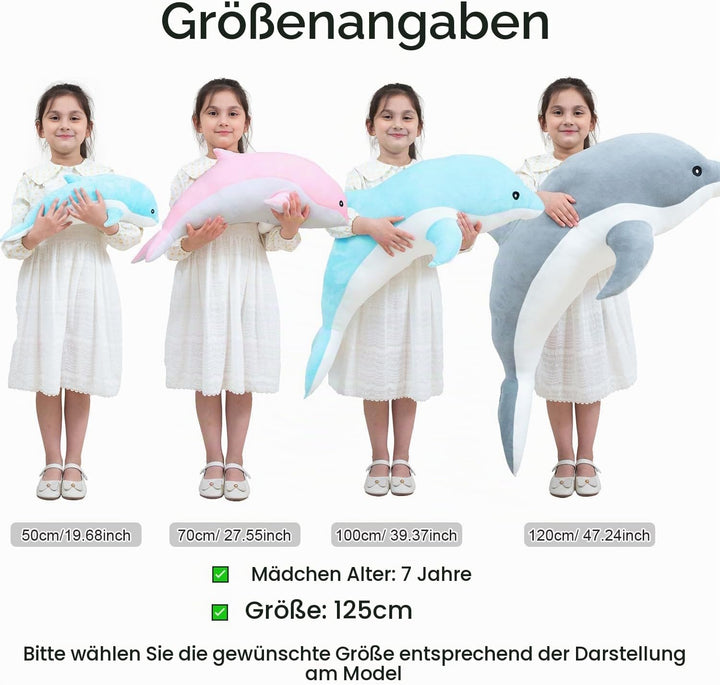 Delfin Plüschtiere Schöne Gefüllte Weiche Tier Umarmungskissen Delphin Puppen für Kinder (100cm/39.3
