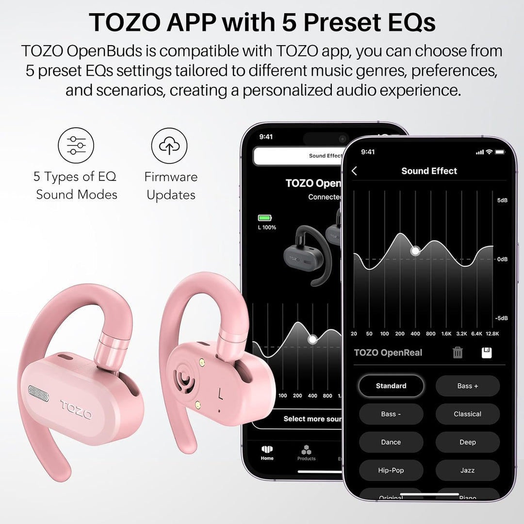 TOZO O2 Open Ear Kopfhörer 5.3 Bluetooth Kopfhörer mit DSP Noise Cancelling, 42 Std Kabellose Kopfhö