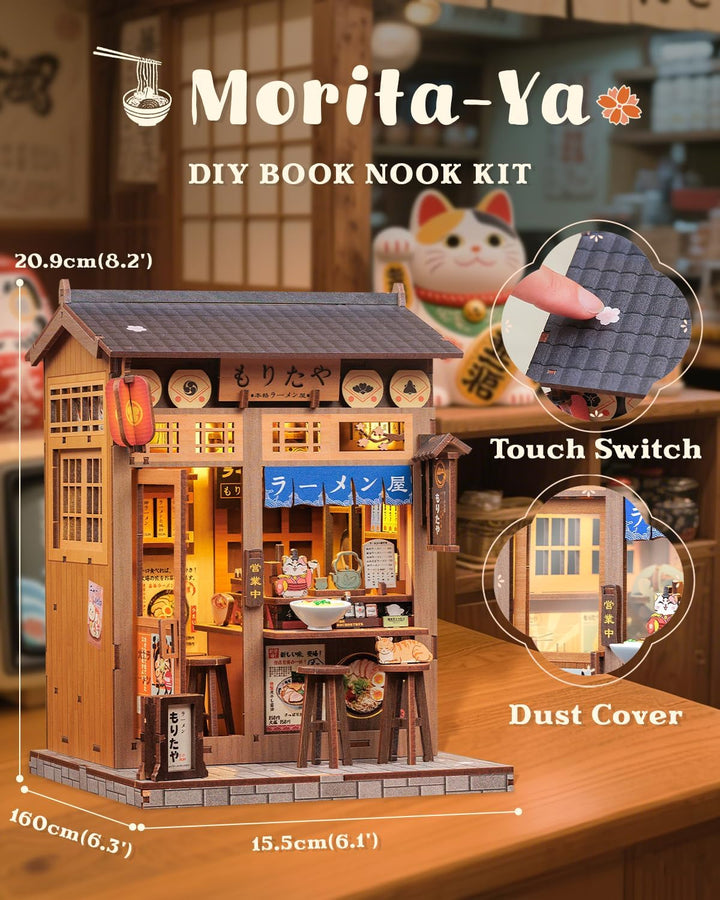 CUTEBEE Book Nook Kit – DIY Puppenhaus Häuser, Miniatur Haus Selber Bauen für Erwachsene mit LED-Bel