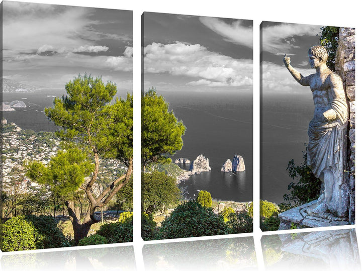 Pixxprint Insel Capri in Italien als Leinwandbild/Grösse: 3 Teilig (120x80 cm) cm/Wandbild/Kunstdruc