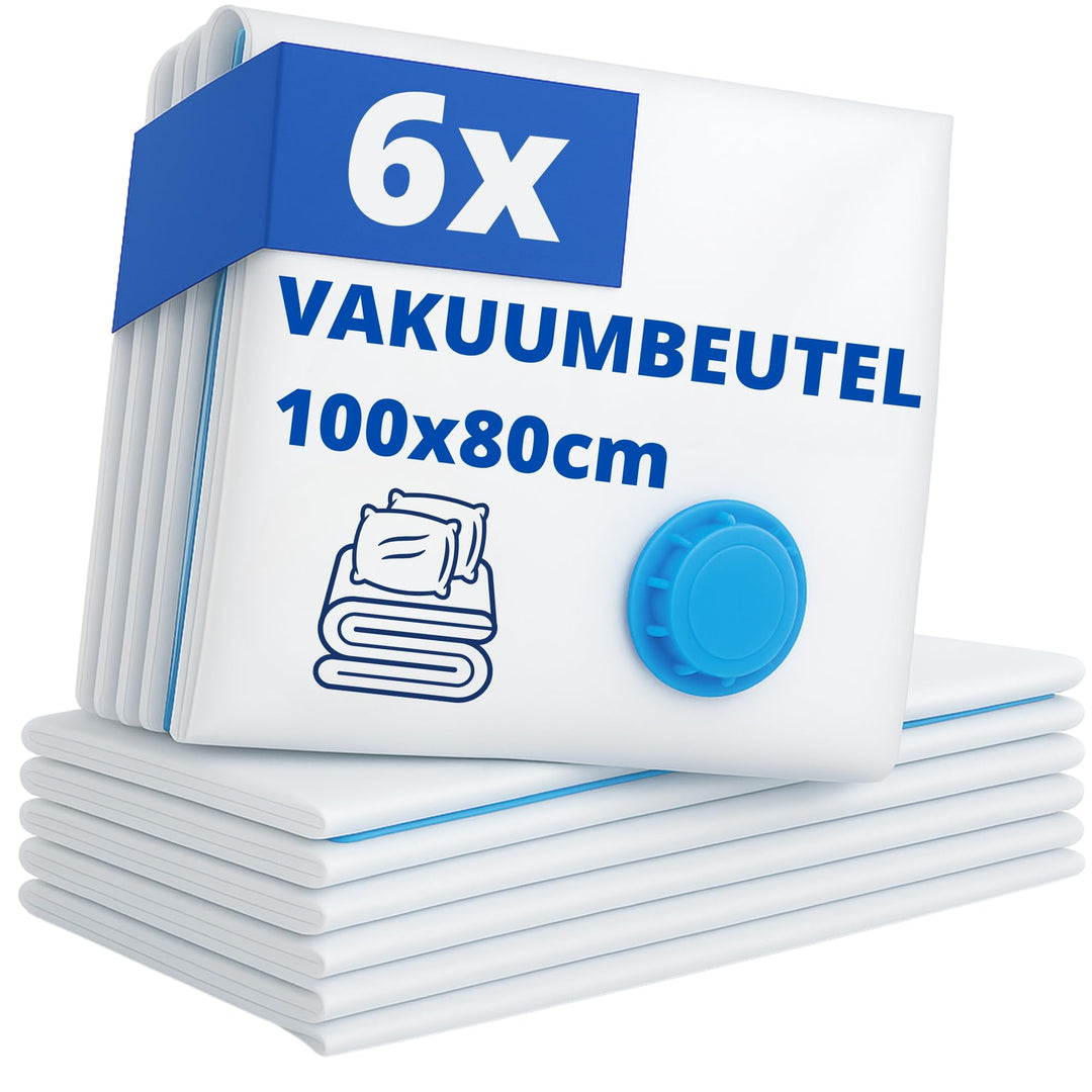 Kronenburg Vakuumbeutel für Kleidung 6er Set 100x80 cm - Vakuum Kleiderbeutel wiederverwendbar - Auf