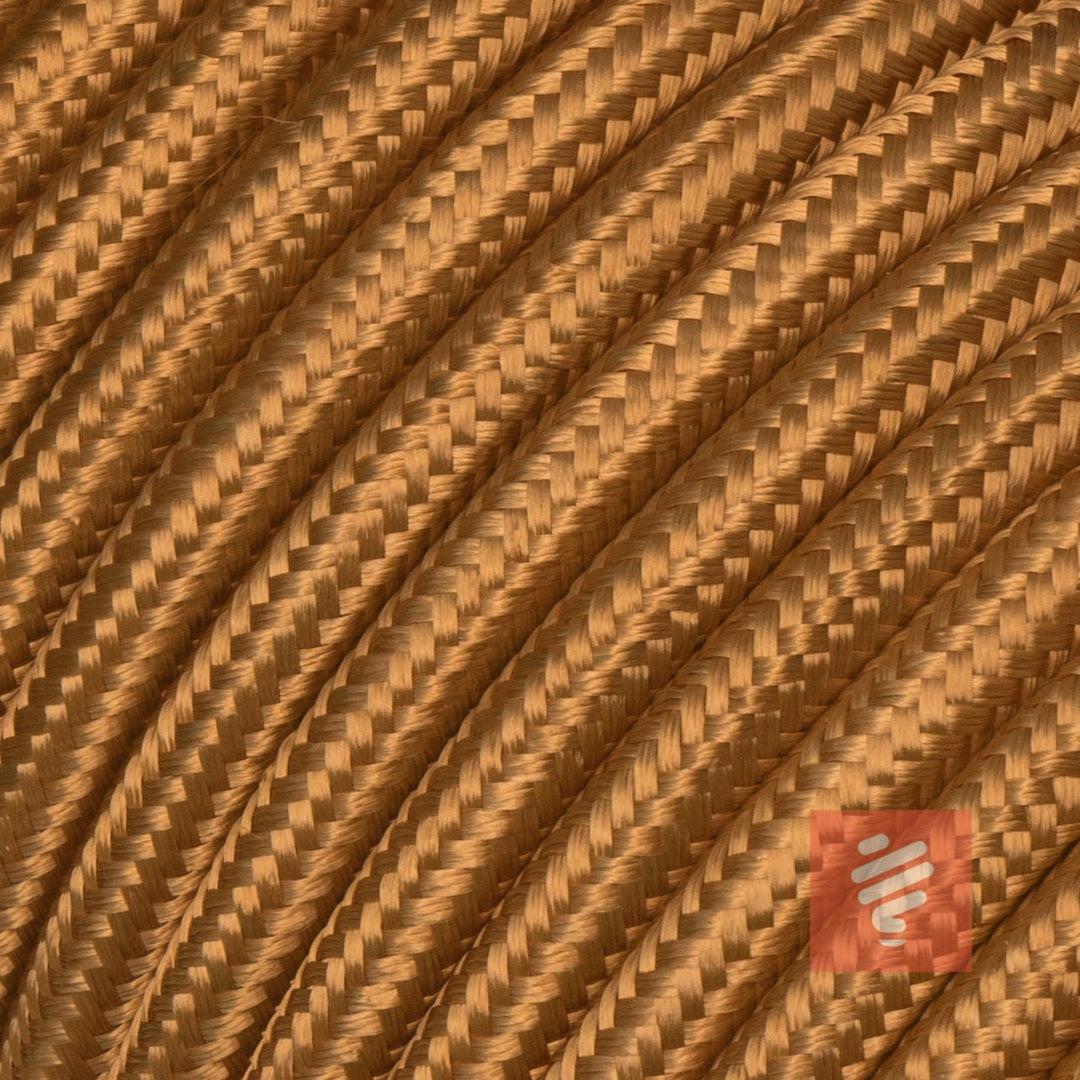 Textilkabel für Lampe, Rundkabel, zweiadrig (2x0.75mm²), Whiskey (Hellbraun) - 50 Meter Hellbraun 50