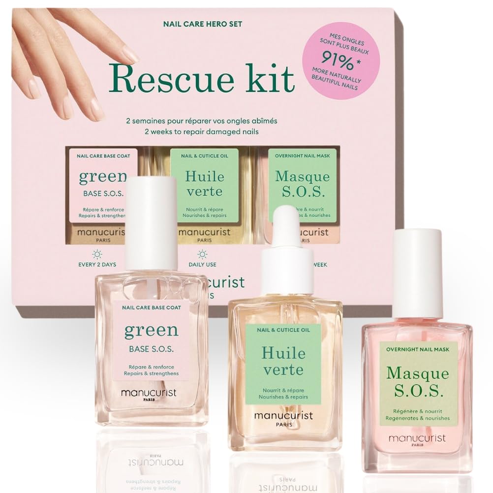 Manucurist Rescue Kit – Fingernagel Pflege Set – Nagelhärter Base Coat SOS, Nagelpflege SOS-Maske, N
