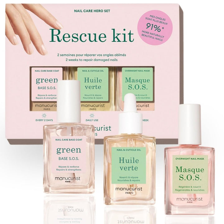 Manucurist Rescue Kit – Fingernagel Pflege Set – Nagelhärter Base Coat SOS, Nagelpflege SOS-Maske, N