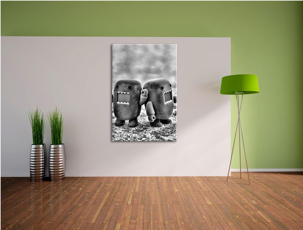 Pixxprint Rawr Monsterpuppen / 100x70cm Leinwandbild bespannt auf Holzrahmen/Wandbild Kunstdruck Dek