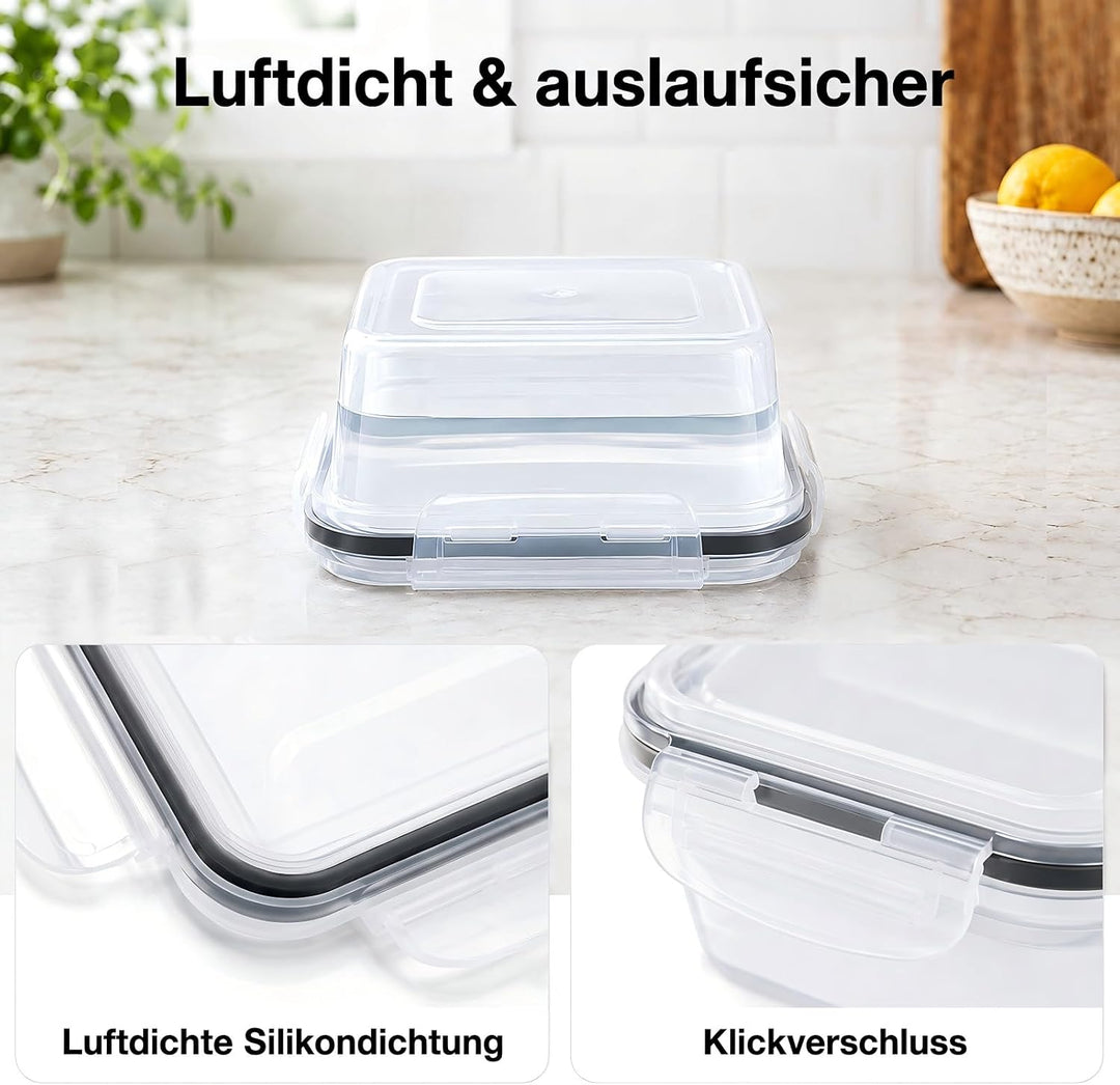 Haushaltszauber® Frischhaltedosen Set 13-teilig (5 runde & 8 quadratische) | Luftdichte Frischhalted