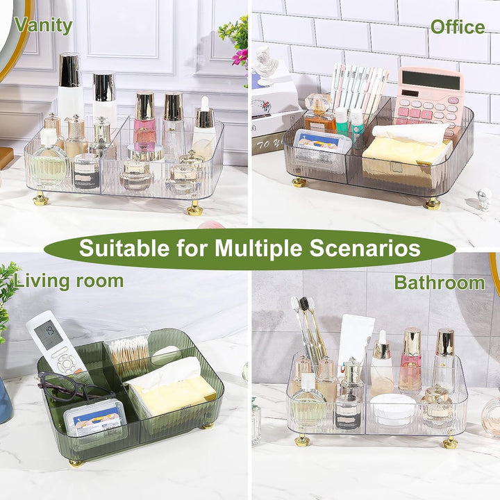 DASITON Make Up Kosmetik Organizer Acryl, 5 Fächer Schmink Aufbewahrung für Pinsel, Lippenstift, Par