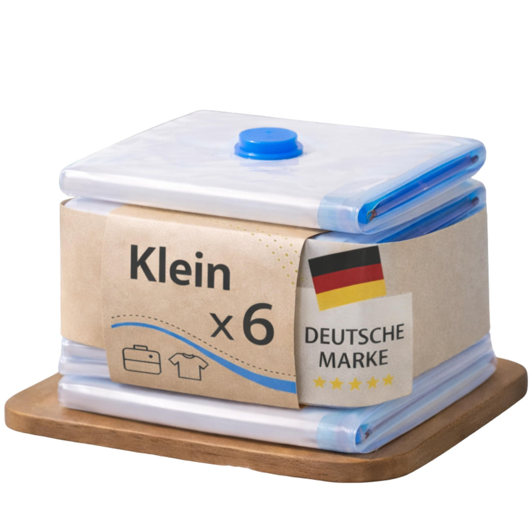 Vakuumbeutel 6er Set M 60x40 cm — Luftdichte Aufbewahrungsbeutel für Kleidung, Bettdecken & Kissen |