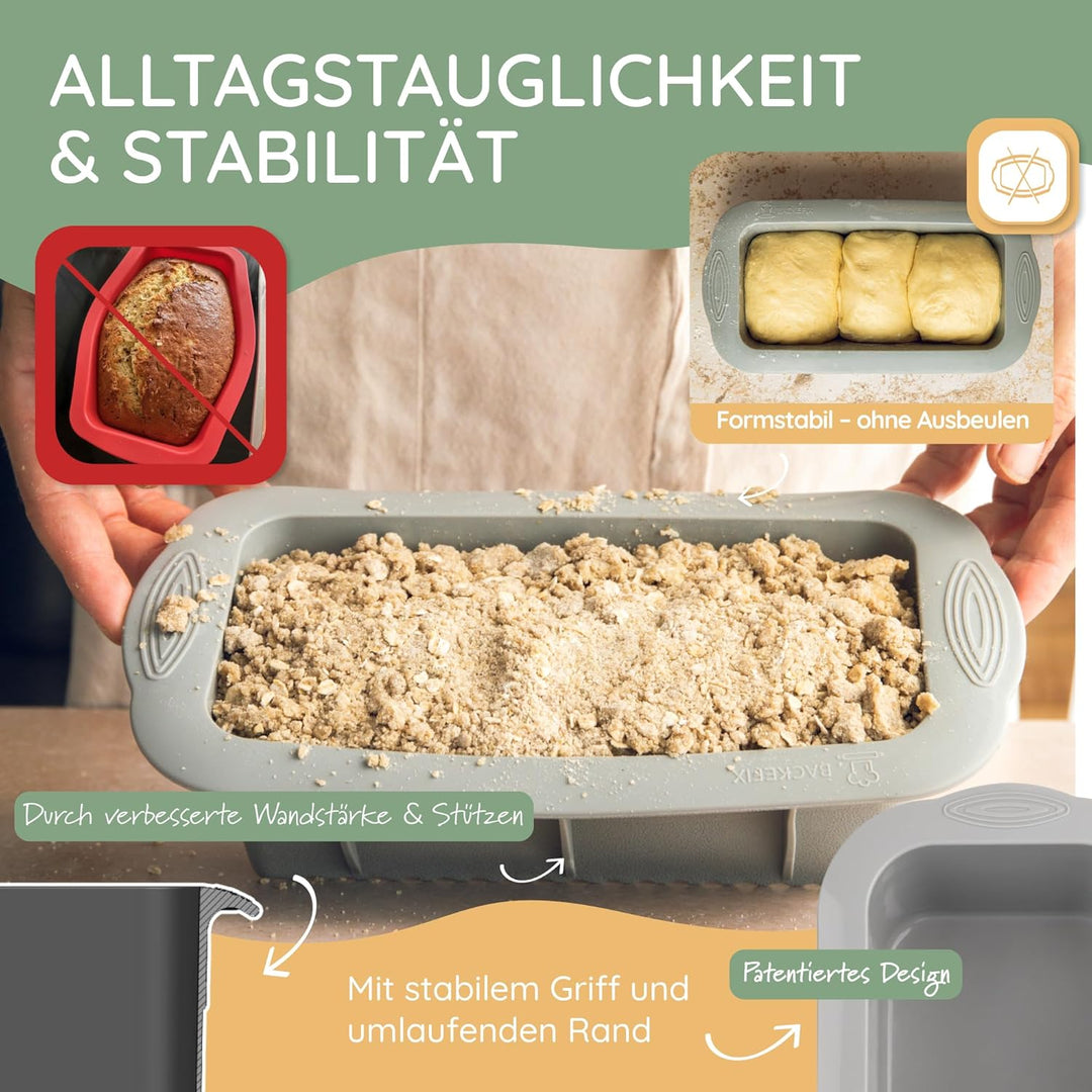 Backefix flexible Silikon Brotbackform 600g, Kastenform klein 21cm, als Kuchenform Kasten, ideal zum