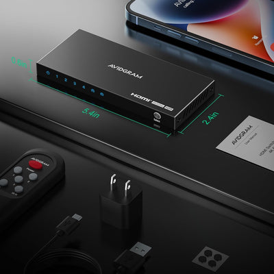 HDMI Switch 4K 60Hz, AVIDGRAM HDMI 2.0 Umschalter 4 in 1 Out, 4 Port HDMI Selector Box with IR Remot