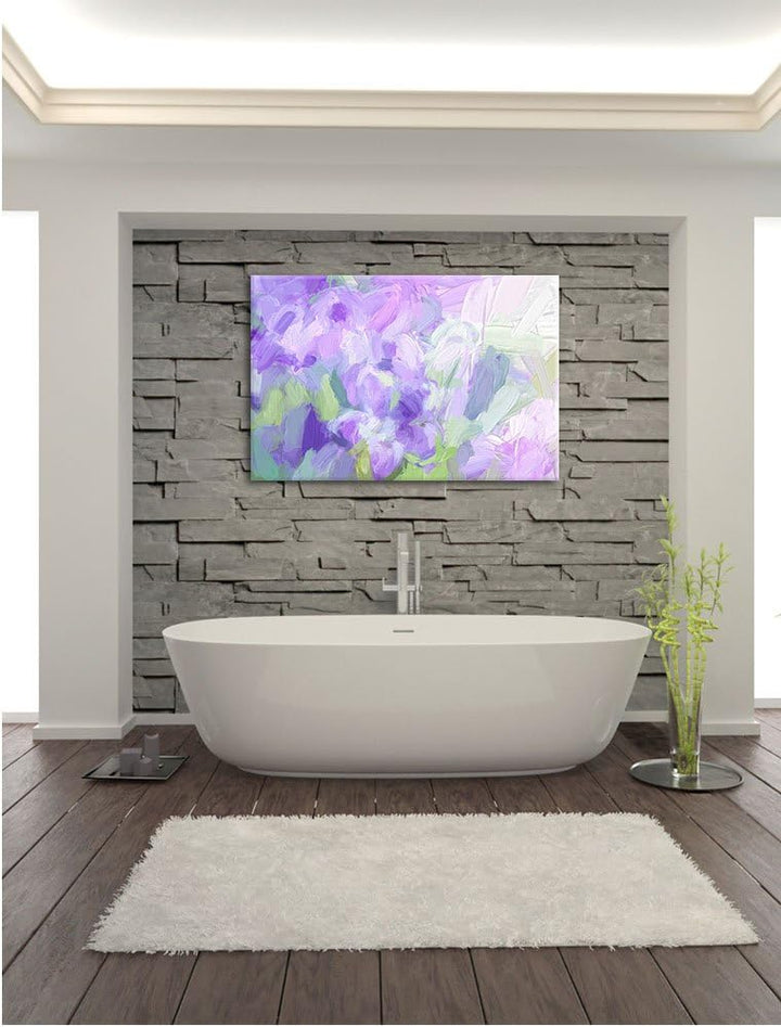 Pixxprint Lilane Lavendelblumen Kunst als Leinwandbild/Grösse: 100x70 cm/Wandbild/Kunstdruck/fertig