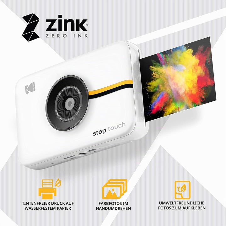 KODAK Step Touch 13MP Digitalkamera &amp; Instant-Drucker mit 3,5"-LCD-Touchscreen-Display (Weiss) Reise