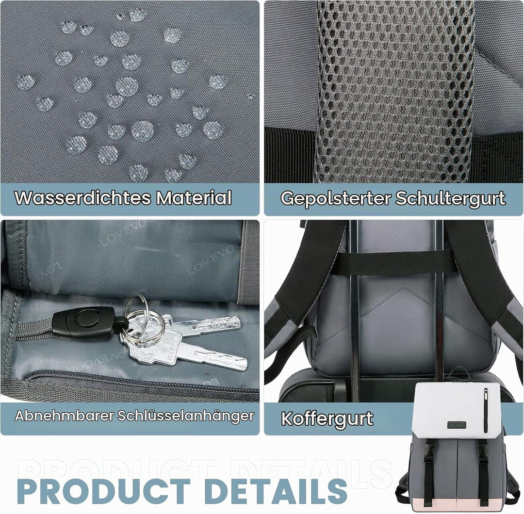LOVEVOOK Rucksack Damen Elegant 15.6 Zoll Laptop Rucksack Wasserdicht Schultasche Mädchen Schulrucks