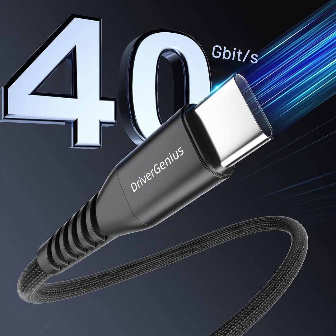 DriverGenius USB4.0 40Gbps USB-C zu C 8K/60Hz Video Konverter Adapter - PD3.1 240W Ladekabel, Kompat