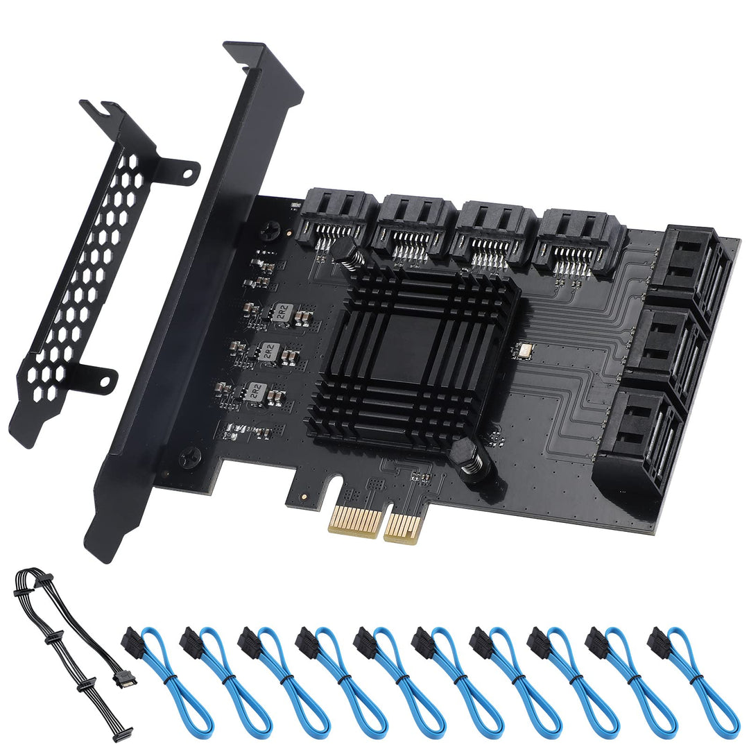 PCIE zu SATA Karte 10 Port mit 10 SATA Kabel, 6Gbps SATA 3.0 Controller PCI Express Erweiterungskart