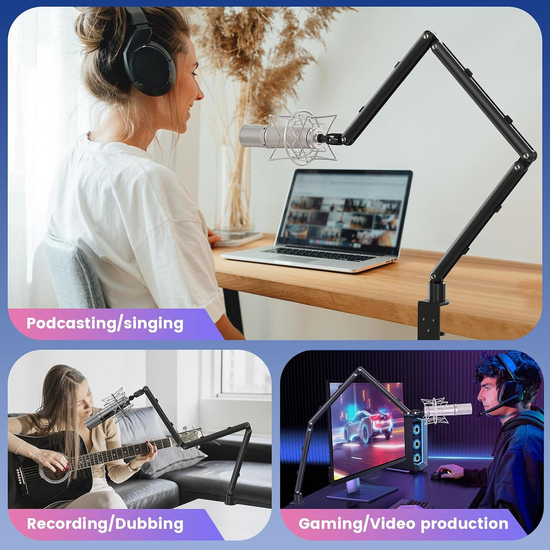 Mikrofon Arm, Microphone Boom Arm Auf/Ab voll verstellbar Mikrofonarm Ständer Halterung mit hoher Ko
