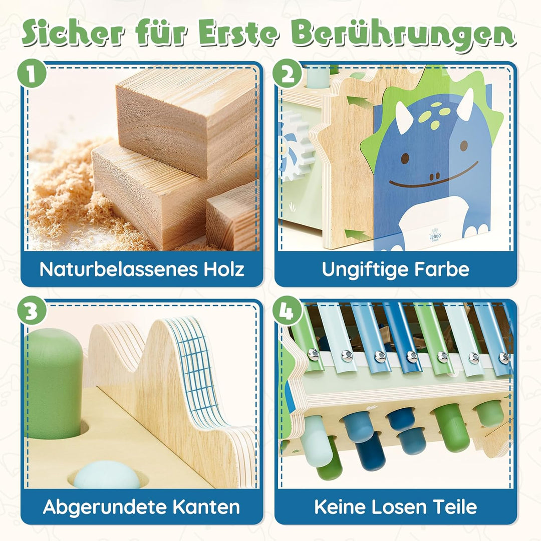 Lehoo Castle Montessori Spielzeug ab 1 Jahr, Hammerspiel mit Xylophon &amp; Zahnrädern, Holz Motorikspie