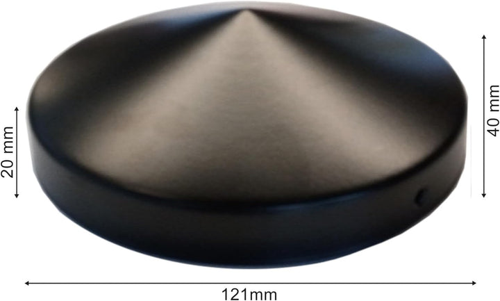 6x Pfostenkappe rund 121 mm Stahl schwarz pulverbeschichtet (6), 6